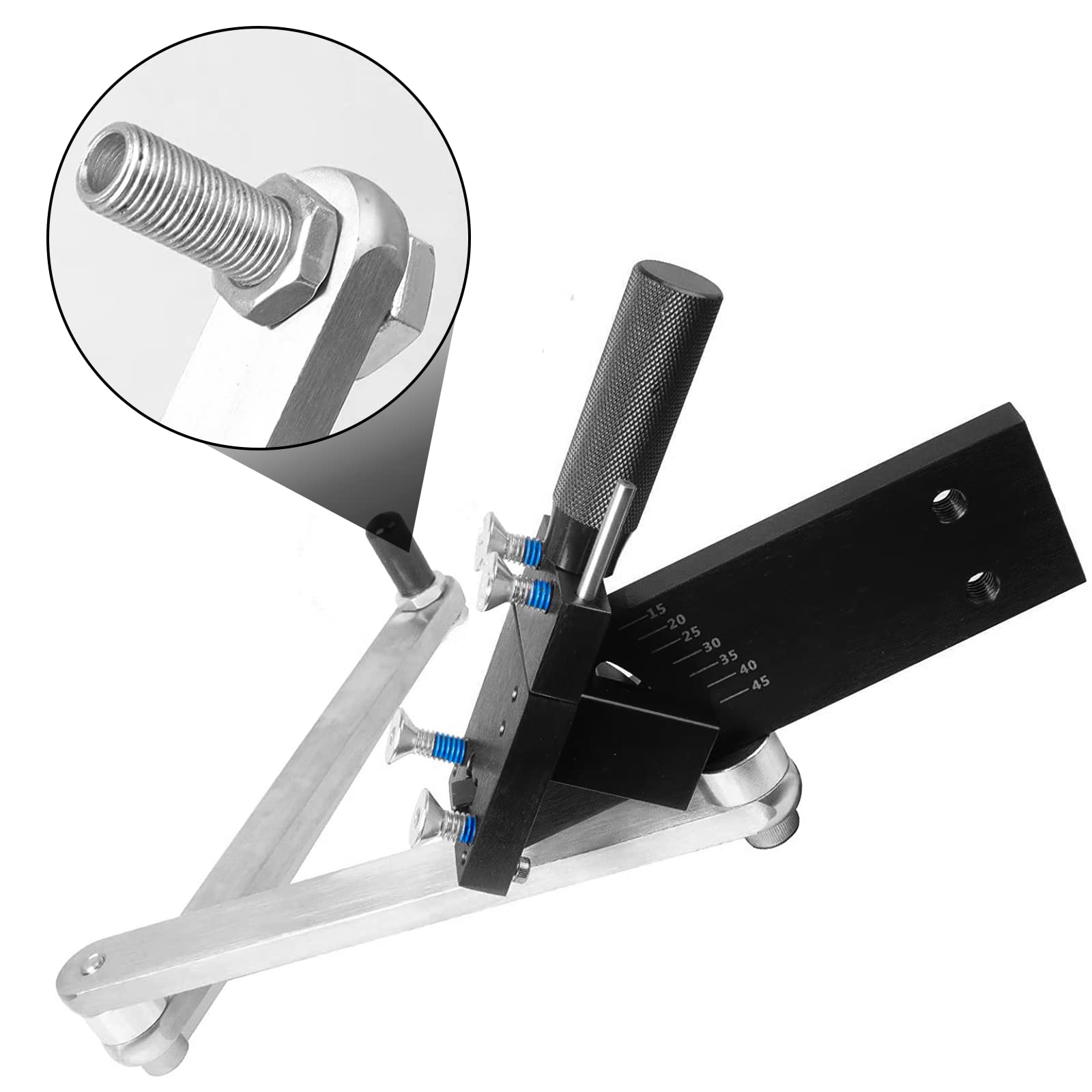 Afilador de cuchillas para cortacésped ajustable de 15° a 45° para cuchillas rectas y estándar, soporte ergonómico para afilar el hogar y comercial (negro, 5005)