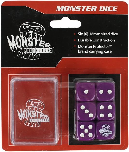 Dice - Monster Protectors Set of 6 D6 Logo Die with Pocket Carrying Case (Purple)