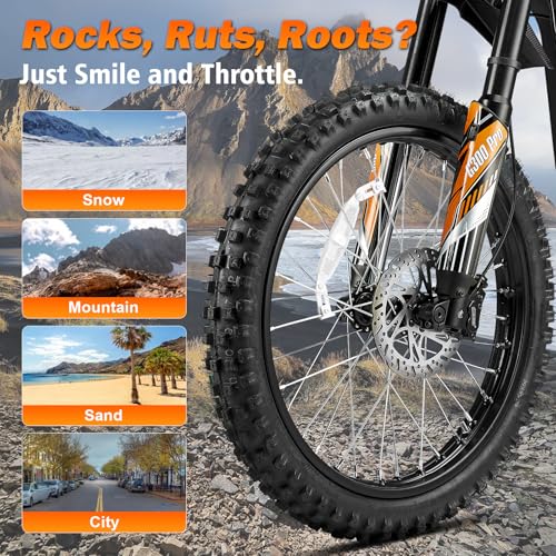 Image of HAPPYRUN G300 Pro Electric Dirt Bike for Adults, 72V 30Ah Battery, 6500W Motor, 50 MPH Speed, 70 Mile Range, 350 Lbs Load Capacity, Hydraulic Brakes