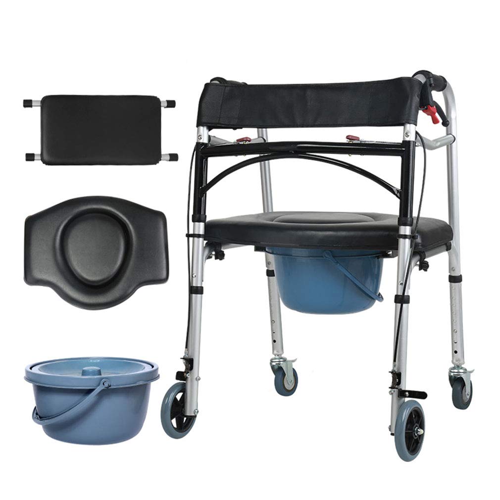 Buy Shower Commode Chair with Pot for Seniors Folding Rollator Walker