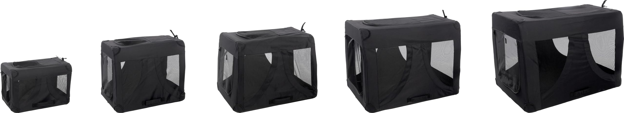Flamingo Gabbia da trasporto Gepetto nera 63 x 91 x 63 cm, facile da montare e con fondo rimovibile, lavabile, leggera con telaio rinforzato e pieghevole