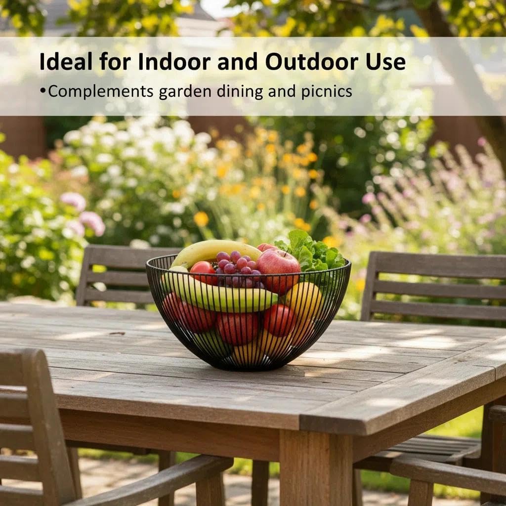 Regalo Del Día De La Madre: Cesta De Frutos Radial De Alambre Negro XZ-23155 - Canasta Moderna Para Encimera De Cocina, Comedor Y Salón - Almacenamiento Decorativo Para Frutas, Verduras Y Mer — view 5