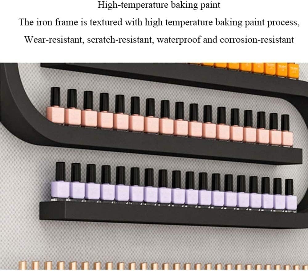Wall Mounted Metal Nail Polish Shelf, U Shape Multilayer Nail Polish Wall Display Stand, for Perfume Lipstick Essential Oil Cosmetics Organizing Display Rack (Color : Black, Size : 4 Piece Set
