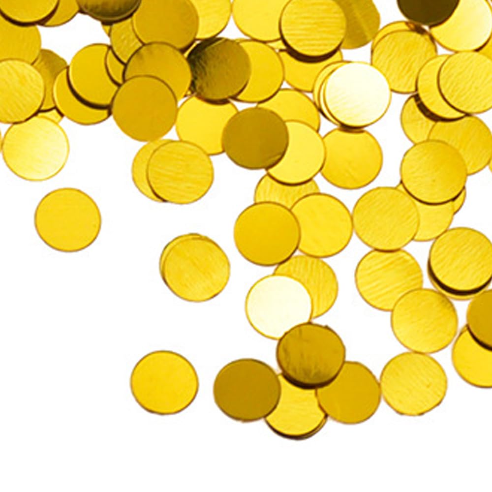 FONGKNOX B?yszcz?ce okr?g?e konfetti sto?owe, 30 g, z?oty metalik, 6 mm, metaliczny brokat, posypka, konfetti na urodziny, wesele, imprez?, Halloween, dekoracja bo?onarodzeniowa