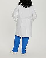 Vista 3 de Landau Abrigo de laboratorio de longitud completa con 5 bolsillos y 3 botones para mujer 3165, Blanco