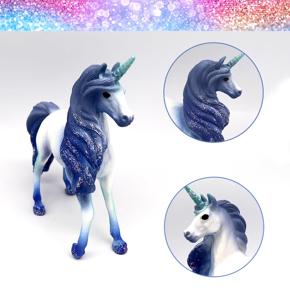 Einhorn Spielfigur – Handbemaltes Meereseinhorn Aus Harz Mit Glitzer, Für Dekoration & Spiel