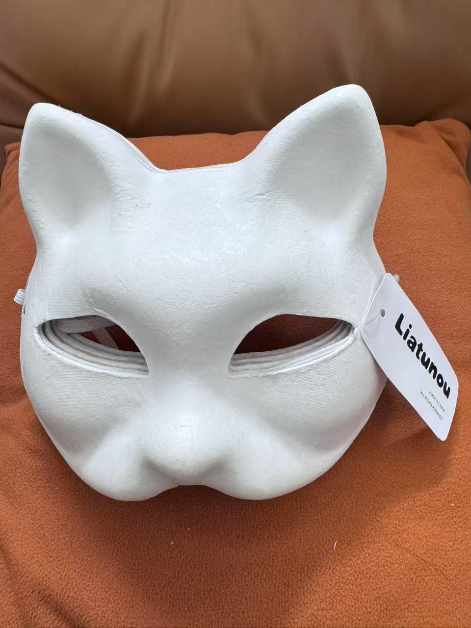 Liatunou Cat White Paper Fox Masks Blank Mask Unpainted Half Facemasks DIY Paint Masquerade Mask Costume Prop (6)