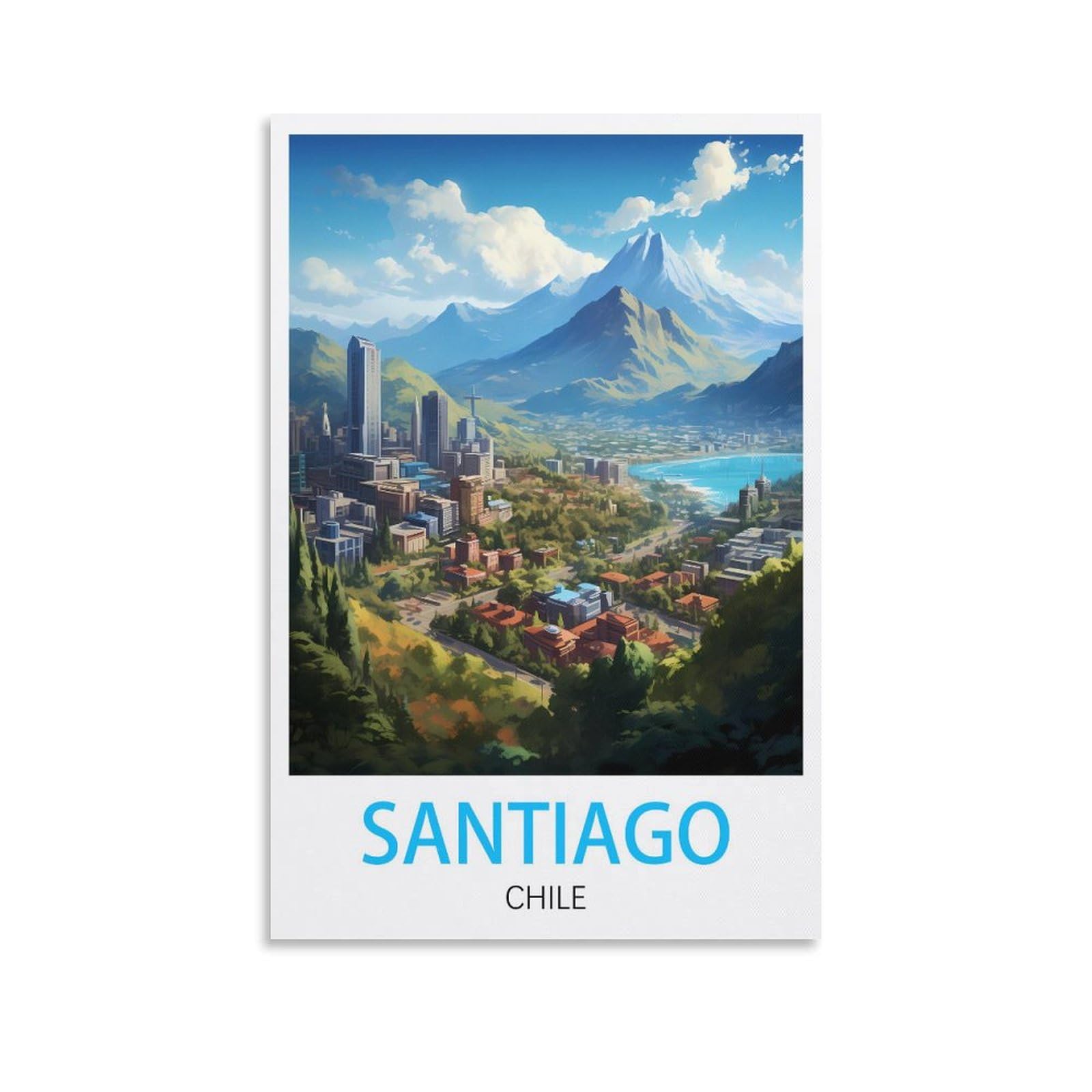 LNUYITR Santiago Chile Vintage Travel Posters 08x12inch(20x30cm) Canvas Art Posters And Wall Art Picture Prints Modern Home Bedroom Decor Posters