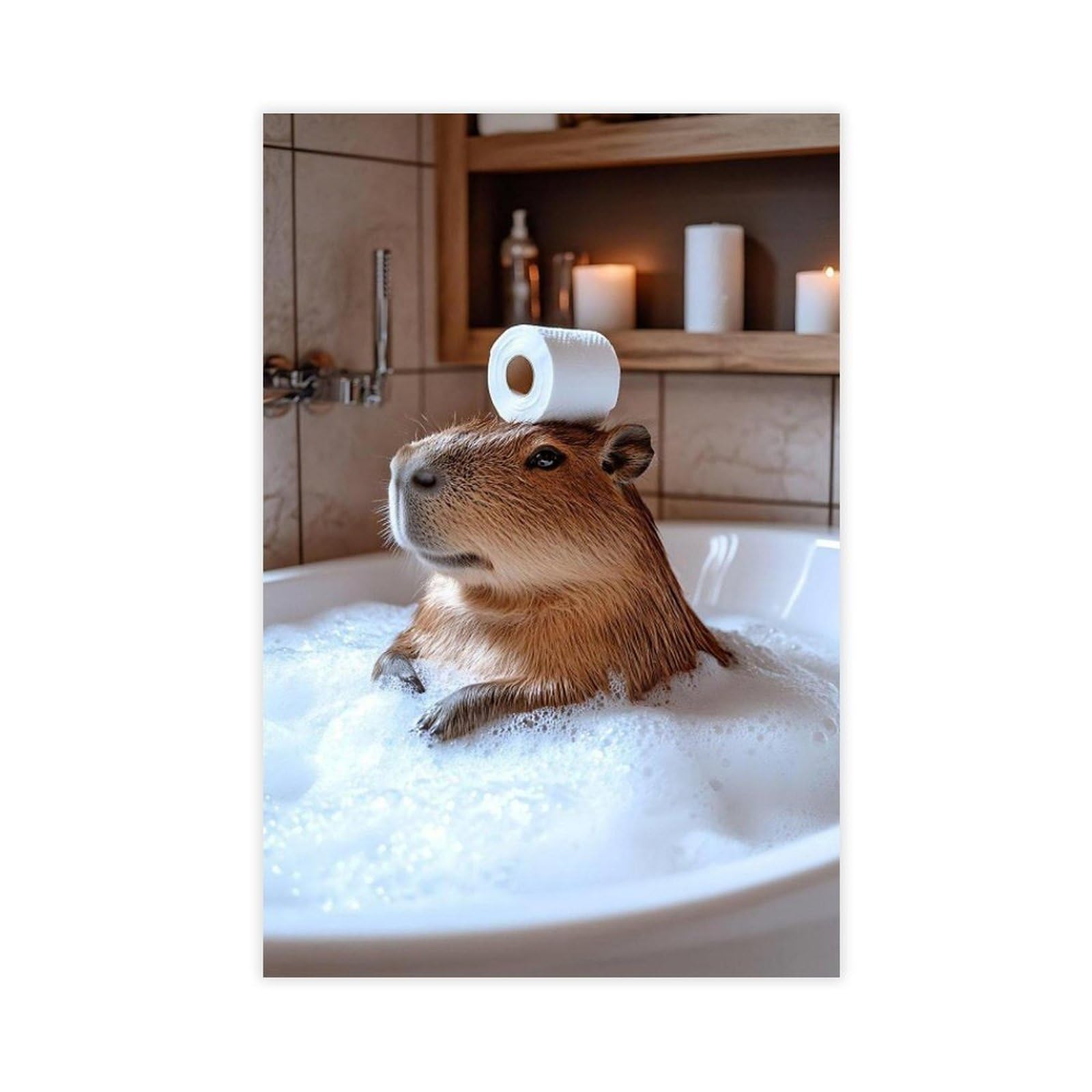 Wlqzfrwv Funny Capybara Bathroom Art Canvas Poster Bedroom Decor Landscape Office Room Decor Gift 16X24inch(40X60cm)