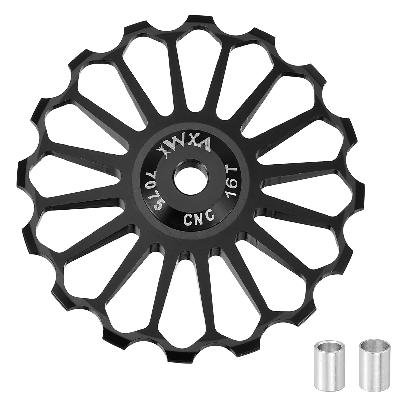 sourcing map 1 Set Bicycle Rear Derailleur Pulley 16T Ceramic Bearing Wheel Aluminum Alloy Guide Roller Wheels for 8/9/10/11 Speed Transmission System Road Bike Mountain Bike MTB BMX, Black