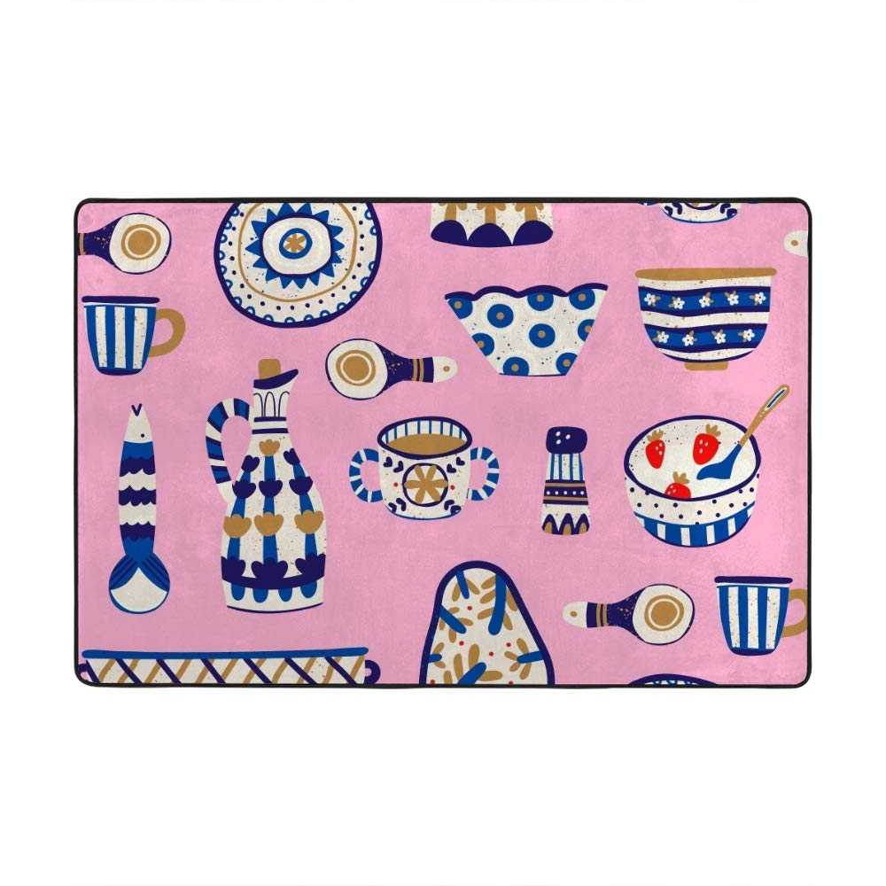 Tapis de sol rose corail CHEHONG grand format velours épais décoration salon