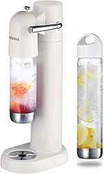 Máquina de água com gás, seltzer e carbonatador para bebidas, dispensador a vapor de refrigerante, máquina de carbonatação com garrafas sem BPA (1L + 0,5L), compatível com cilindro de CO2 rosqueado de