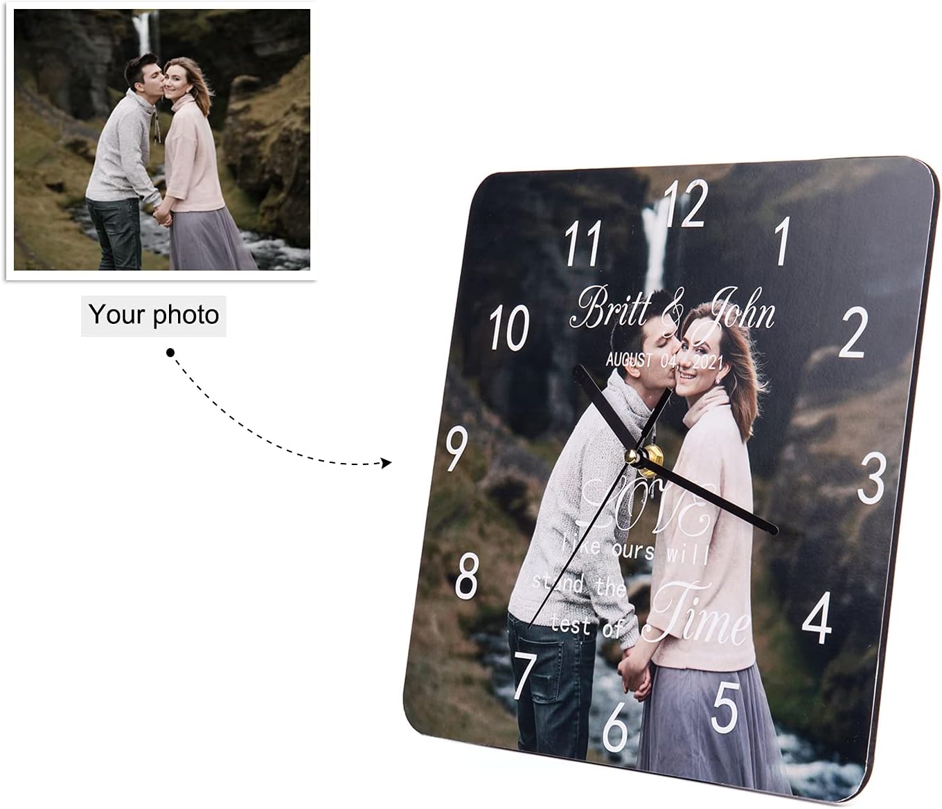 OPALSTOCK Personalized Photo Frame Wall Clock Custom Family Picture Clock for Home Office Living Room Decor Gifts -Add Your Photo, Picture, Logo or Any Design (1 Photo)