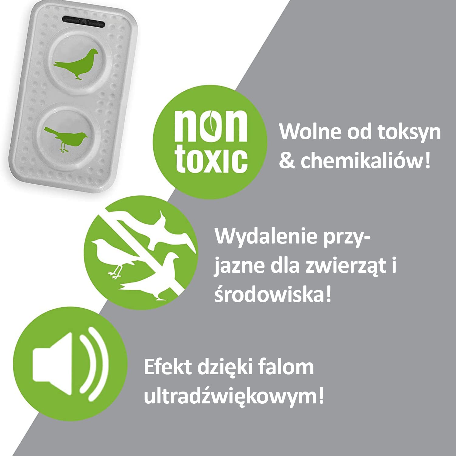 ISOTRONIC Ultradźwiękowy odstraszacz ptaków i gołębi – Bateryjny – Na balkon, dach i do ogrodu – Skuteczny na wróble, mewy i wrony – Zasięg 50 m² (2 sztuki)