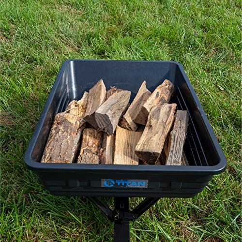 Titan Attachments 400 LB (10 Cu. Ft.) Economy Poly Dump Cart for Lawn Tractor and ATV/UTV’s, Poly Dump Cart, Utility Tow