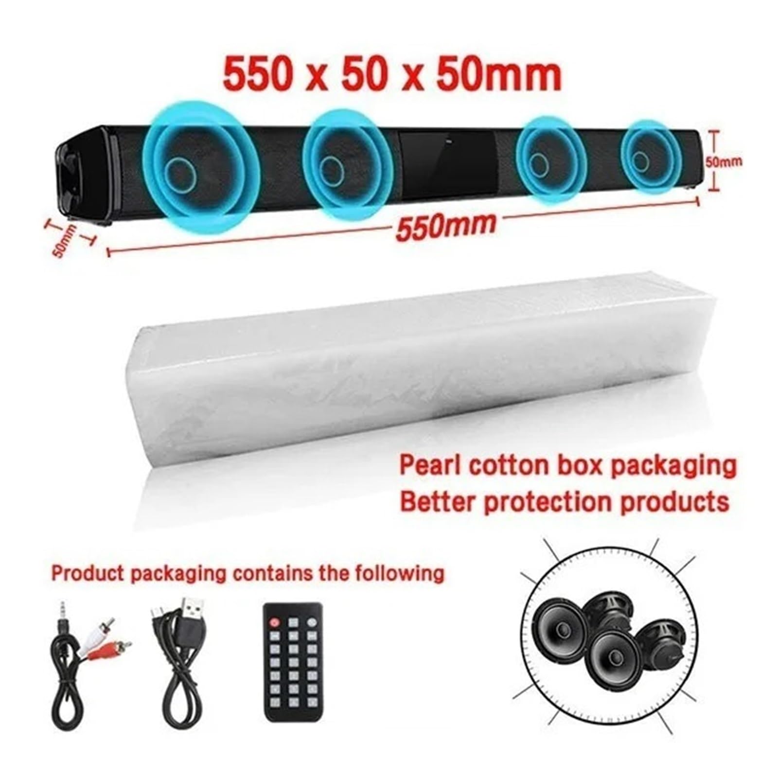 System Dźwiękowy Kina Domowego 3D Głośnik Bluetooth Głośniki Komputerowe Do Telewizora Soundbar Box Subwoofer Radio Centrum Muzyczne Kolumna Boombox Wszechstronne MożLiwośCi PodłąCzenia(550 mm BS28B)
