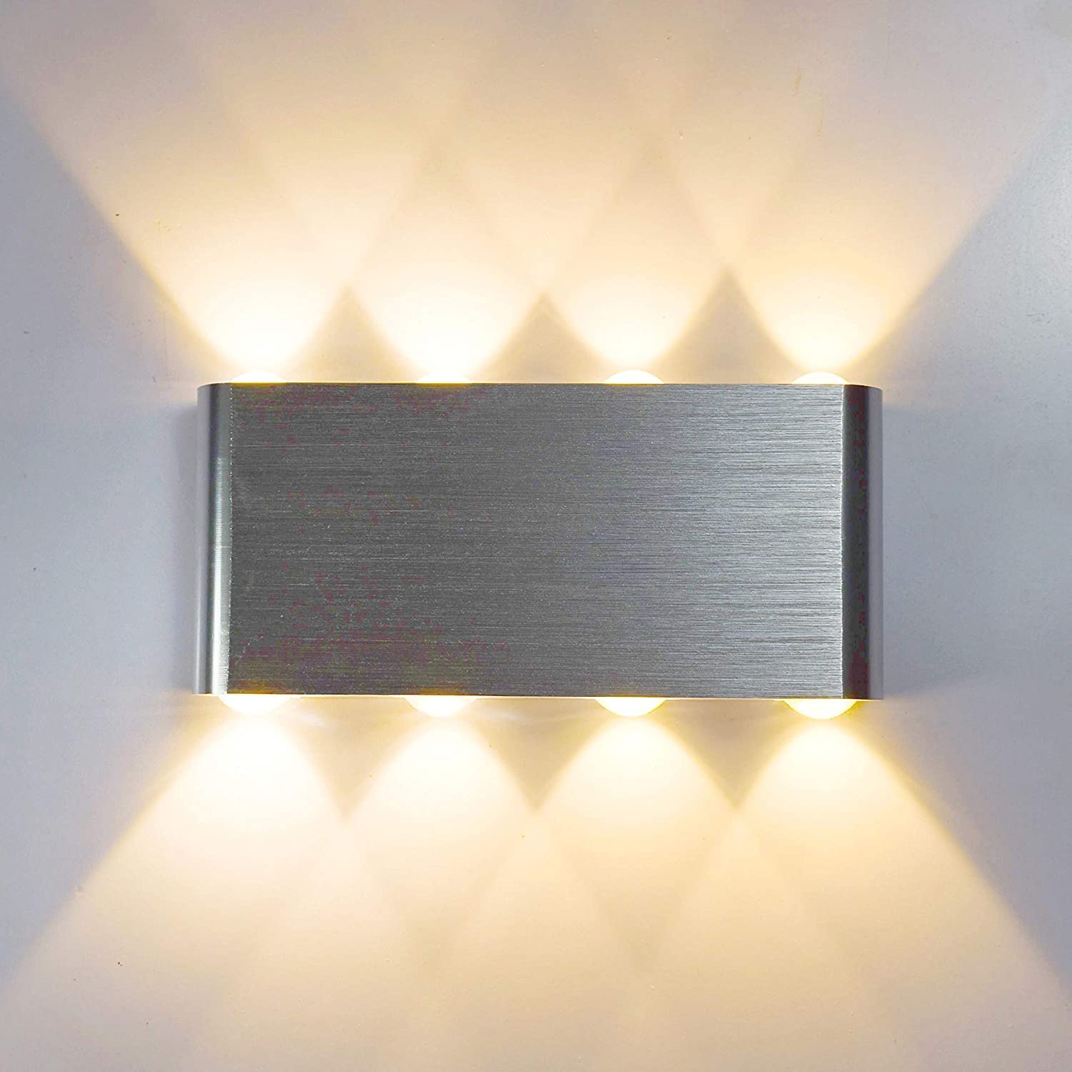 Aalin Warm Led Wall Lights Up And Down Wall Light, 8W Indoor Aluminium Bedside Wall Lamp Wall Wash Light For Living Room, Bedroom, Hallway Dining Room Stairs (Warm)