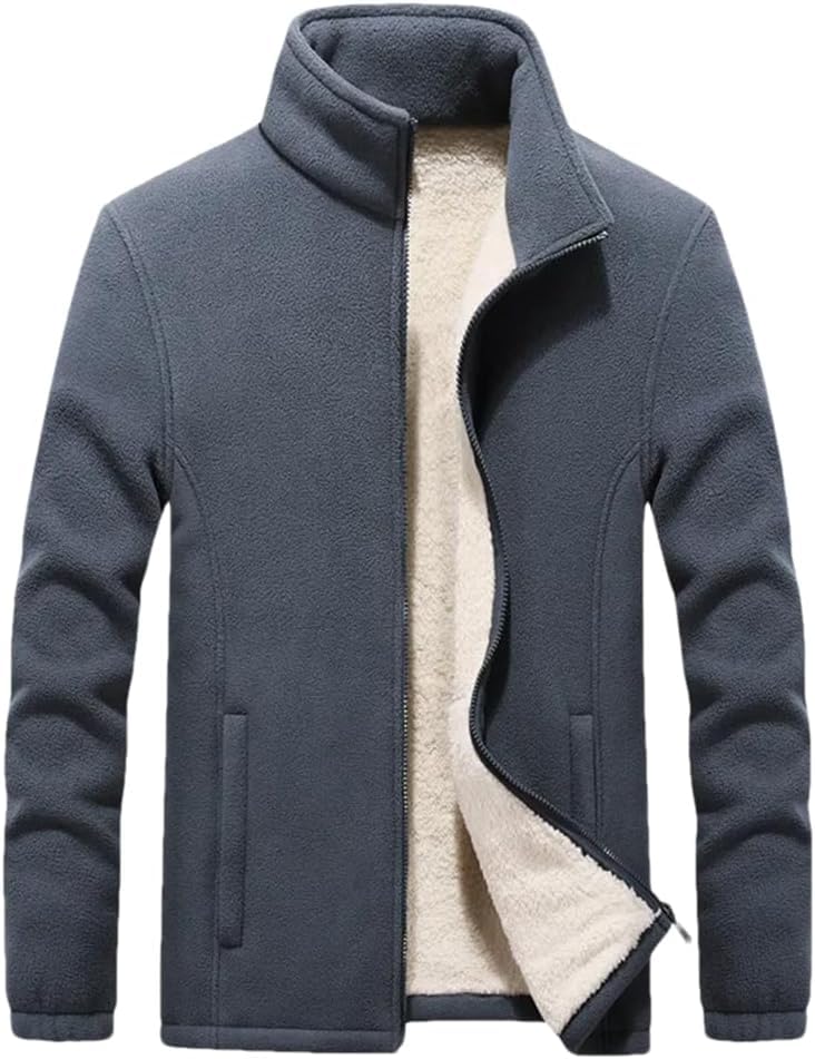 Chaquetas De Lana Gruesas Y Cálidas para Hombre Outwear Abrigo Térmico con Forro De Lana con Cuello Alto Informal,Gray9,XXL