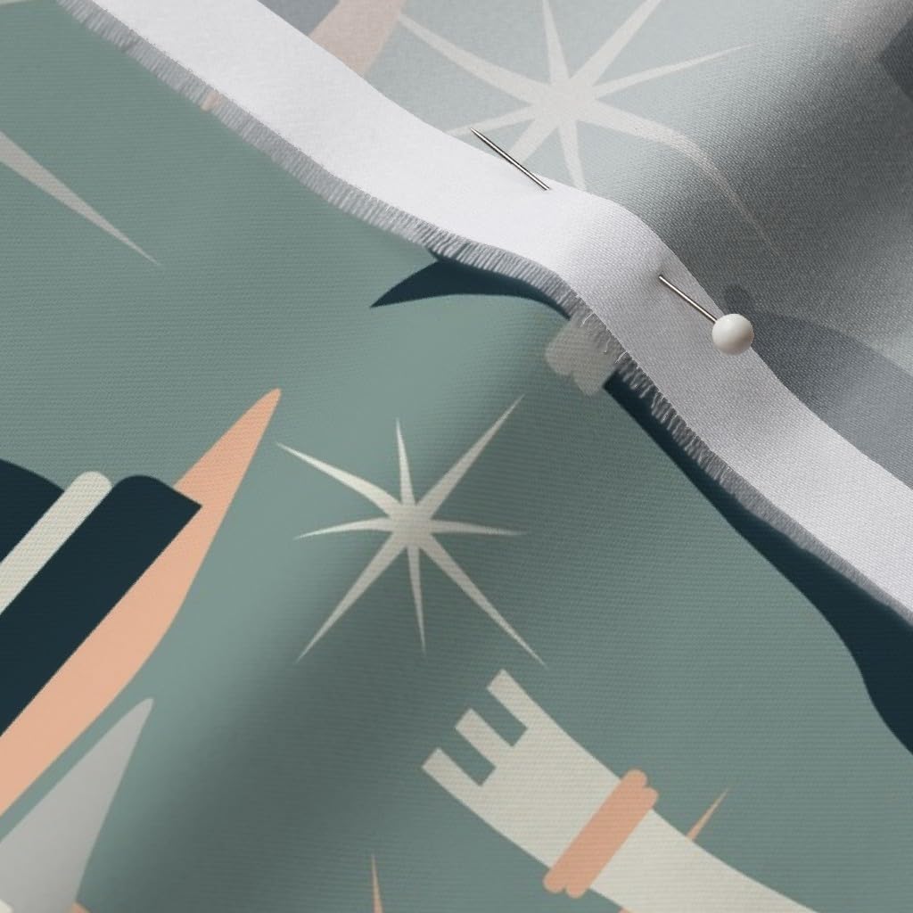 Spoonflower Fabric - Chess Pieces Retro Game Mod Toys Mid Century Printed on Organic Cotton Sateen Fabric by The Yard - Sewing Quilting Apparel Home Decor