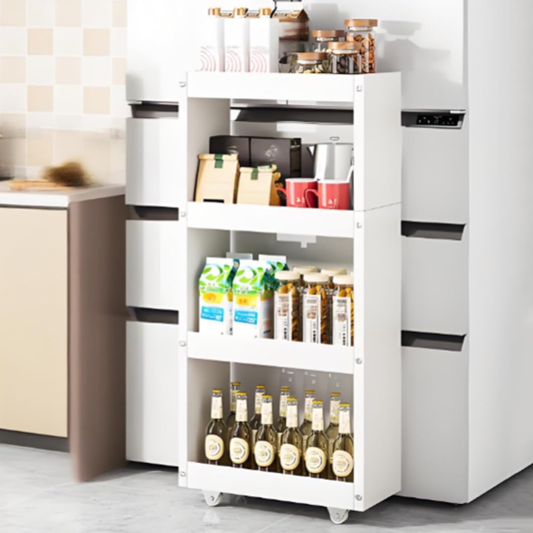 Carrito de almacenamiento delgado de metal rodante, estrecho, organizador de cocina con ruedas, estante para especias que ahorra espacio para despensa, comedor, panaderos, 17.7 x 3.5 x 38.5 pulgadas