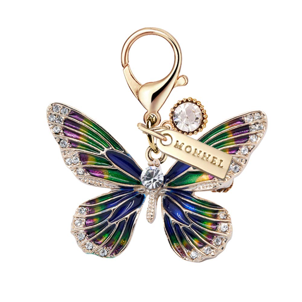 MONNELMonnel MC163 Gorgeous Crystal Big Butterfly Lobster Clasp Charm Pendant with Velvet Bag (, 1 Piece)