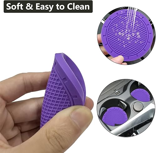 Miniatura 5 de Portavasos para automóvil, paquete de 4 posavasos de PVC de 2.75 pulgadas de diámetro, antideslizantes, universales, duraderos, adecuados para la