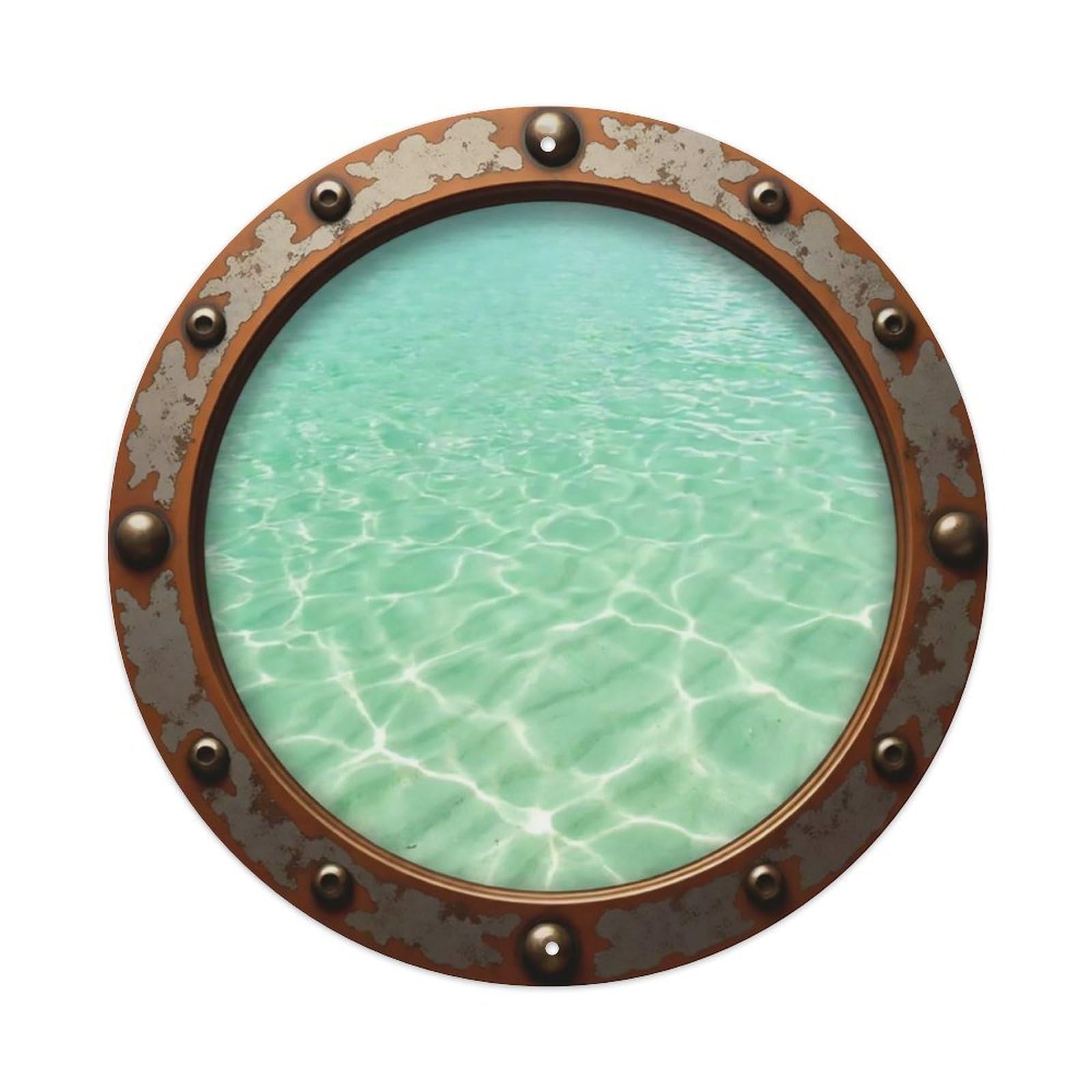 Vintage Porthole Mint Waters Nautical Window View Metal Tin Sign