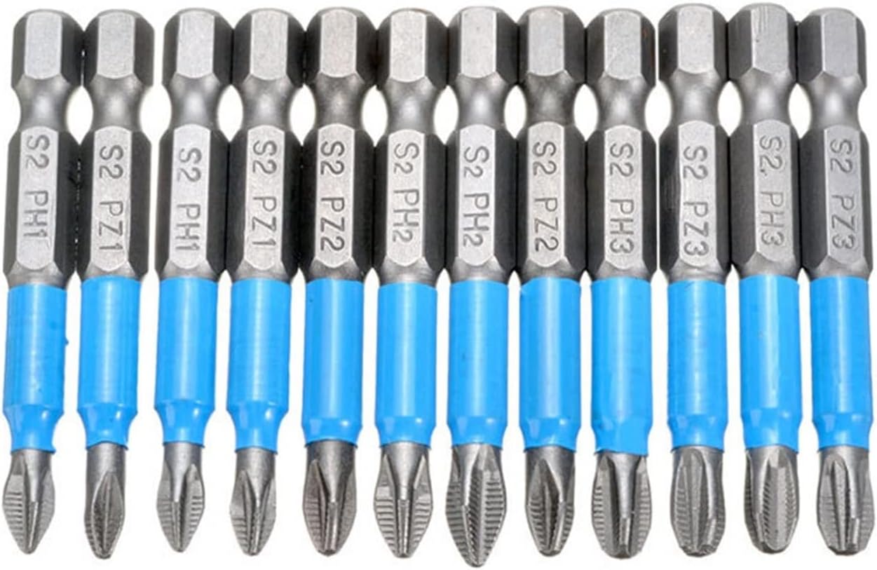 12Pcs Set 50mm Length Phillips Bits Hex Shanked Anti Slip Screwdriver