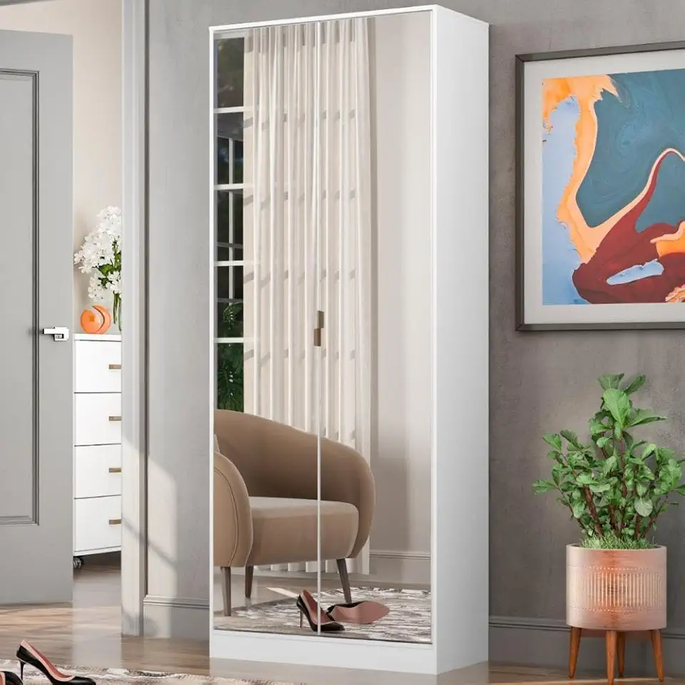 Sapateira com Espelho 2 Portas 01 Gaveta Grife Demóbile Branca