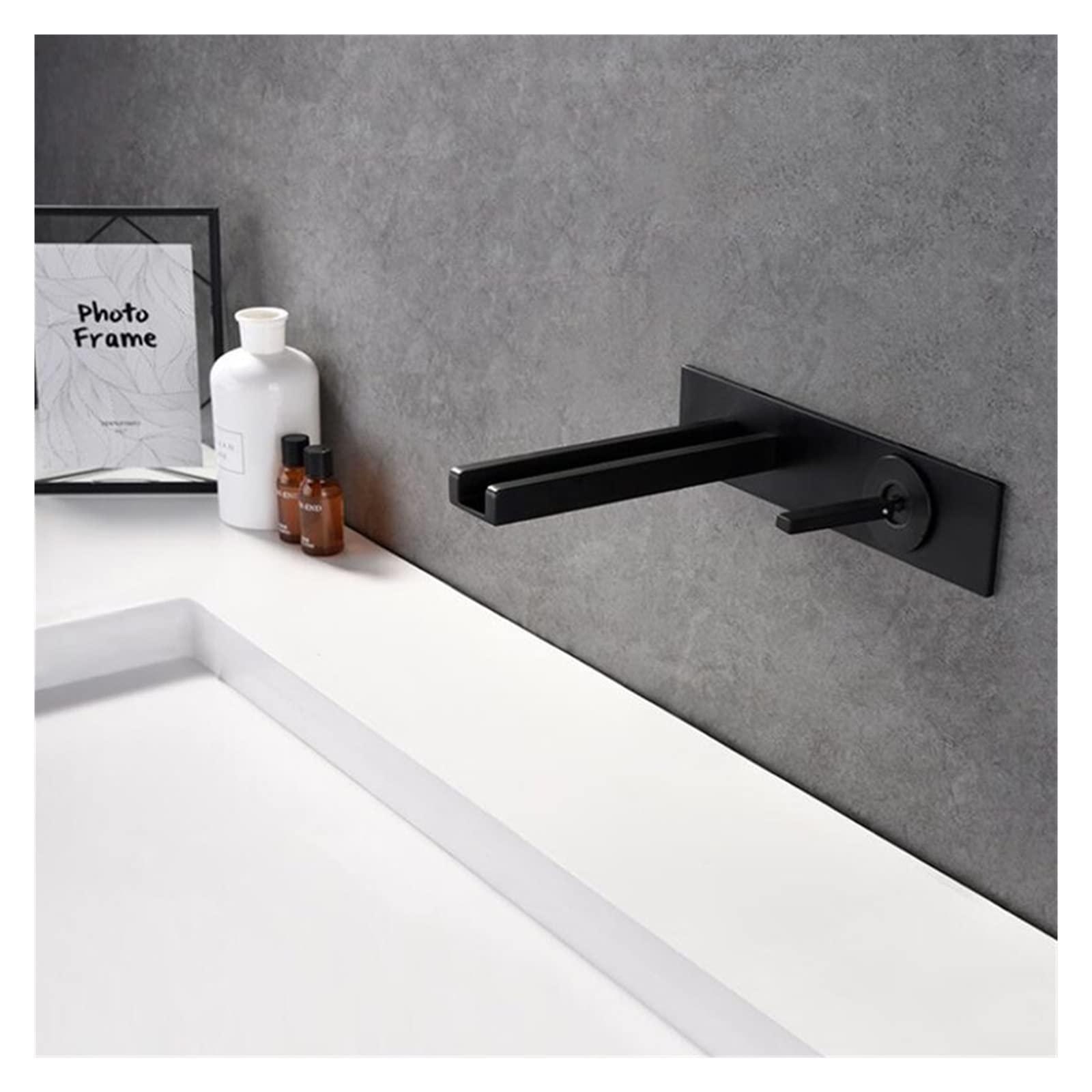 Robinet de lavabo mural anti-éclaboussures cascade en laiton noir ORB