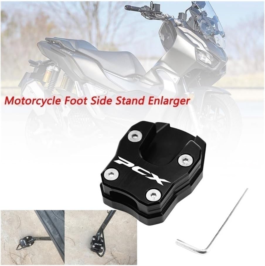 Motorcycle Foot Plate Pad for PCX125 PCX150 PCX160 Aluminum Motorcycle Bike Kickstand Extender Foot Side Stand Extension Foot Pad