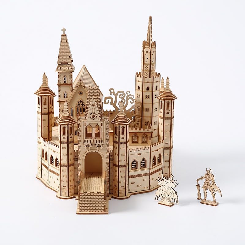 Lost Castle Puzzle en bois 3D - Kit de construction en bois DIY pour adultes et adolescents - Réplique de château détaillée - Kit de loisirs créatifs -...
