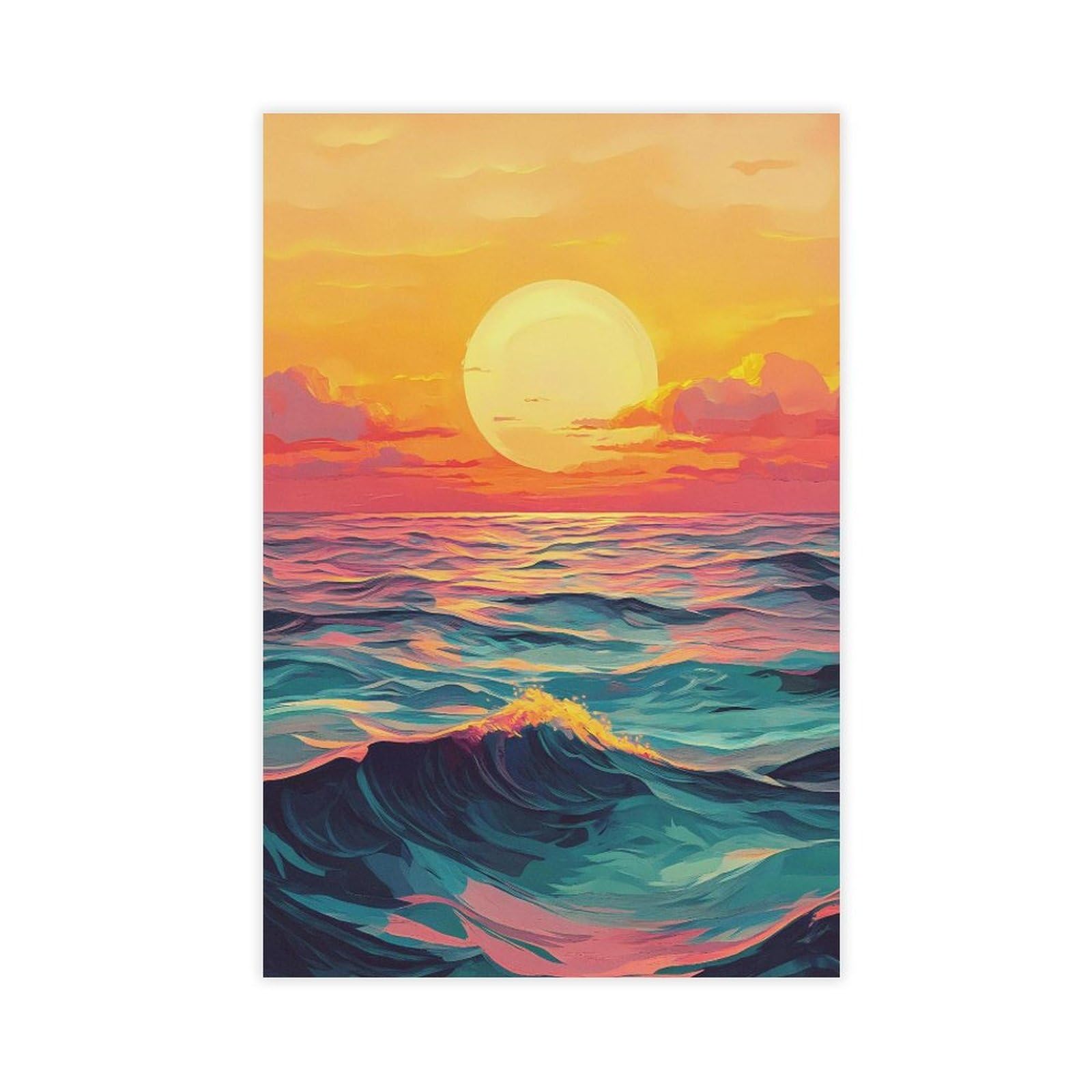 Wjwart .Ocean Sunset Canvas Poster Wall Art Print Picture Paintings 12X18inch(30X45cm)
