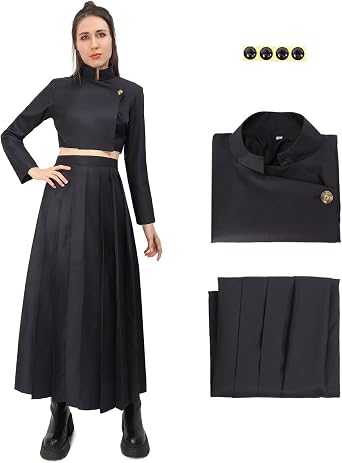 DAZCOS Anime Womens Cosplay Costume US Size High Waist Skirt Uniform Jacket with Earrings for Party Halloween