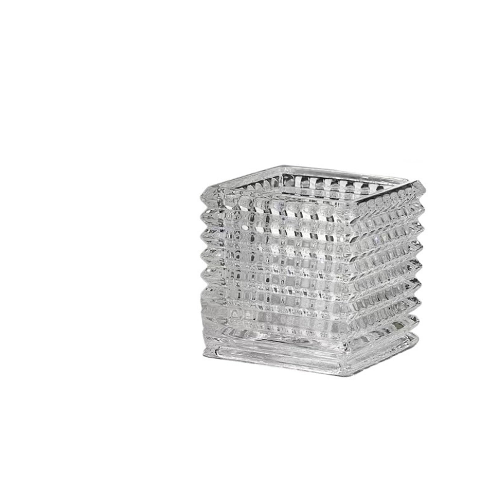 Geometric Vases Clear Square Glass Vase Geometric Flower Pot Floral Arrangement Accessories Terrarium Home Decoration(12cm)