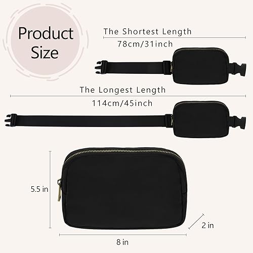 Miniatura 5 de Frenou Riñonera para correr para mujeres y hombres, bolsa cruzada con correa ajustable para deportes, Negro+Magenta, Paquete de 2 Riñoneras