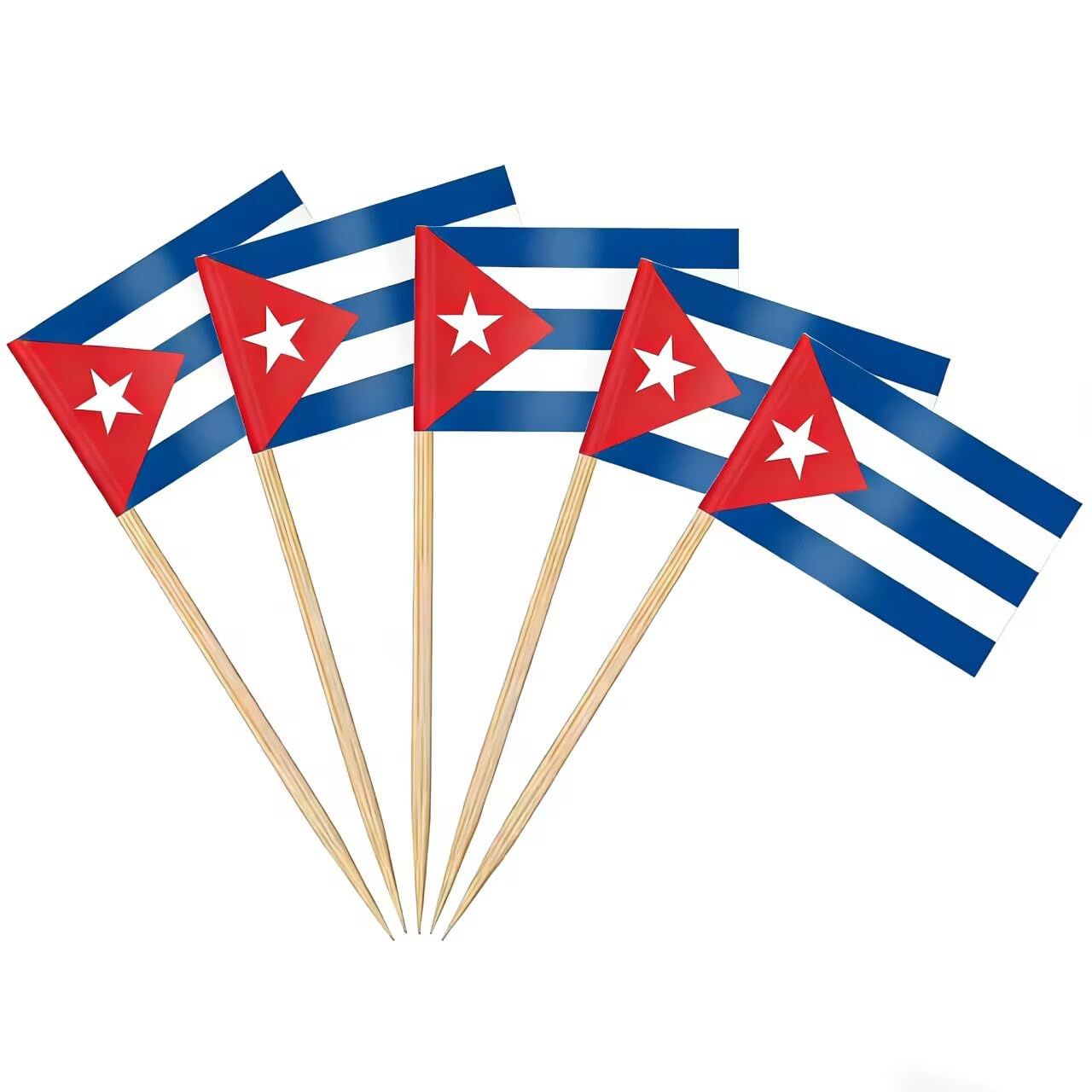 AhfuLife 200pcs Cuba Toothpick Flags, Cuban Cocktail Stick Flag for National Day Decorations Sandwich Food Cupcake Toppers Tableware World Cup Party Supplies Pub Royal Event Decor