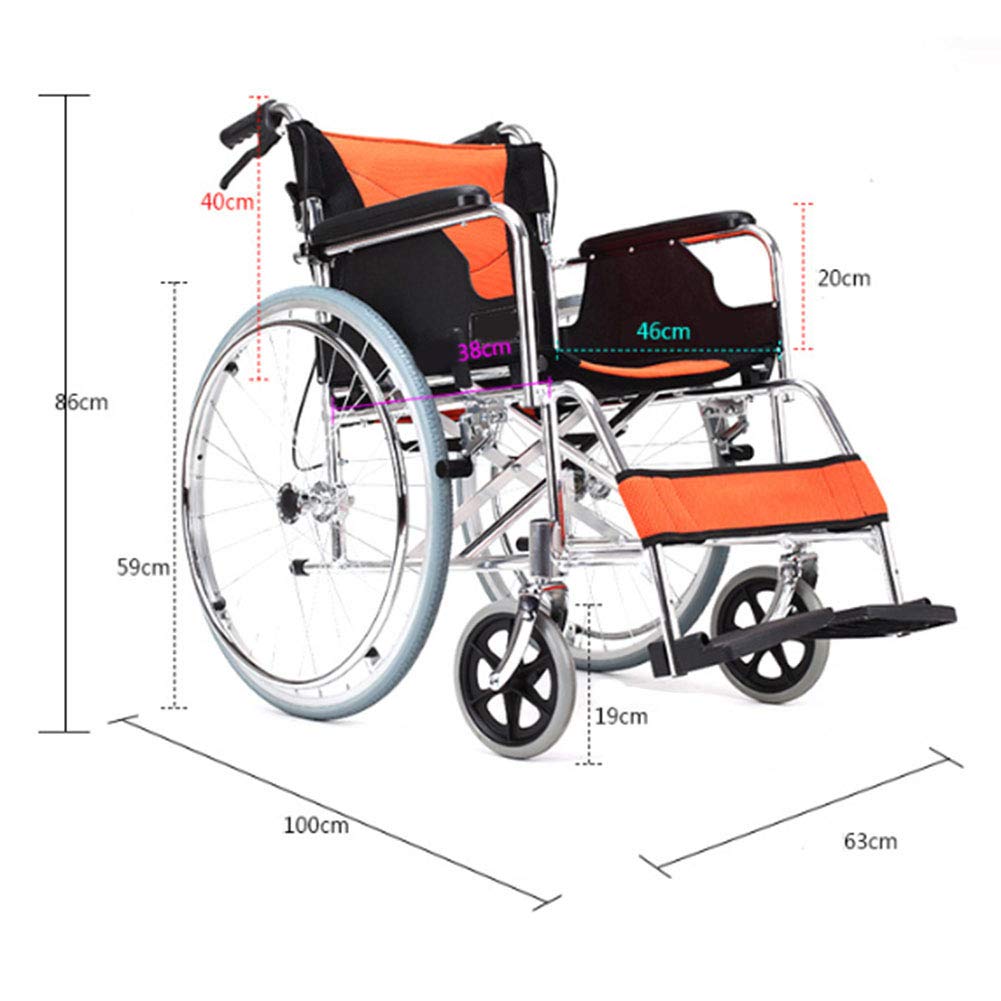 Wheelchair, Silla de Ruedas Manual Plegable, Ligera, Multifuncional, de aleación de Aluminio, Adecuada para Personas Mayores y discapacitadas para Llevar Silla de Ruedas Plegable Ultraligera