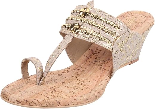 Metro Women Embellished Wedge Heel Ethnic Fashion Kolhapuris