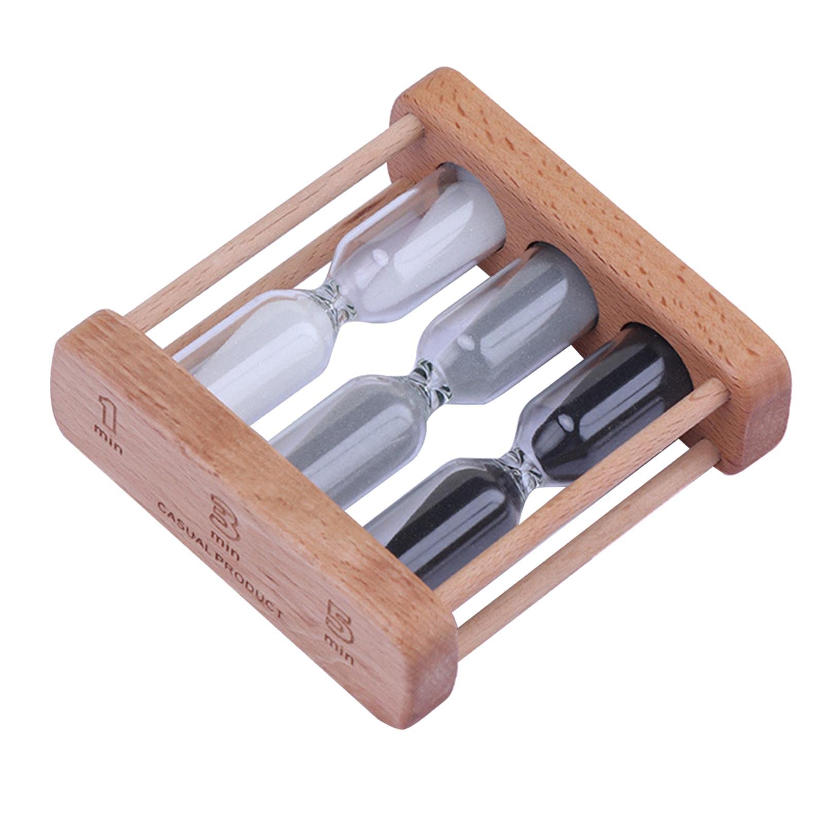 Light Brown Creative Wooden Sand Glass Hourglass Timer Clock Home Decor Kitchen Tools Gift for Childern Simple Style,Sand Timer for Kids(1/3/5 Minute)