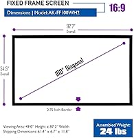 Vista 3 de Akia Screens Pantalla de proyector de marco fijo de 100 pulgadas, proyector Ultra HD 16:9, 8K/4K y listo para 3D, pantalla de proyección