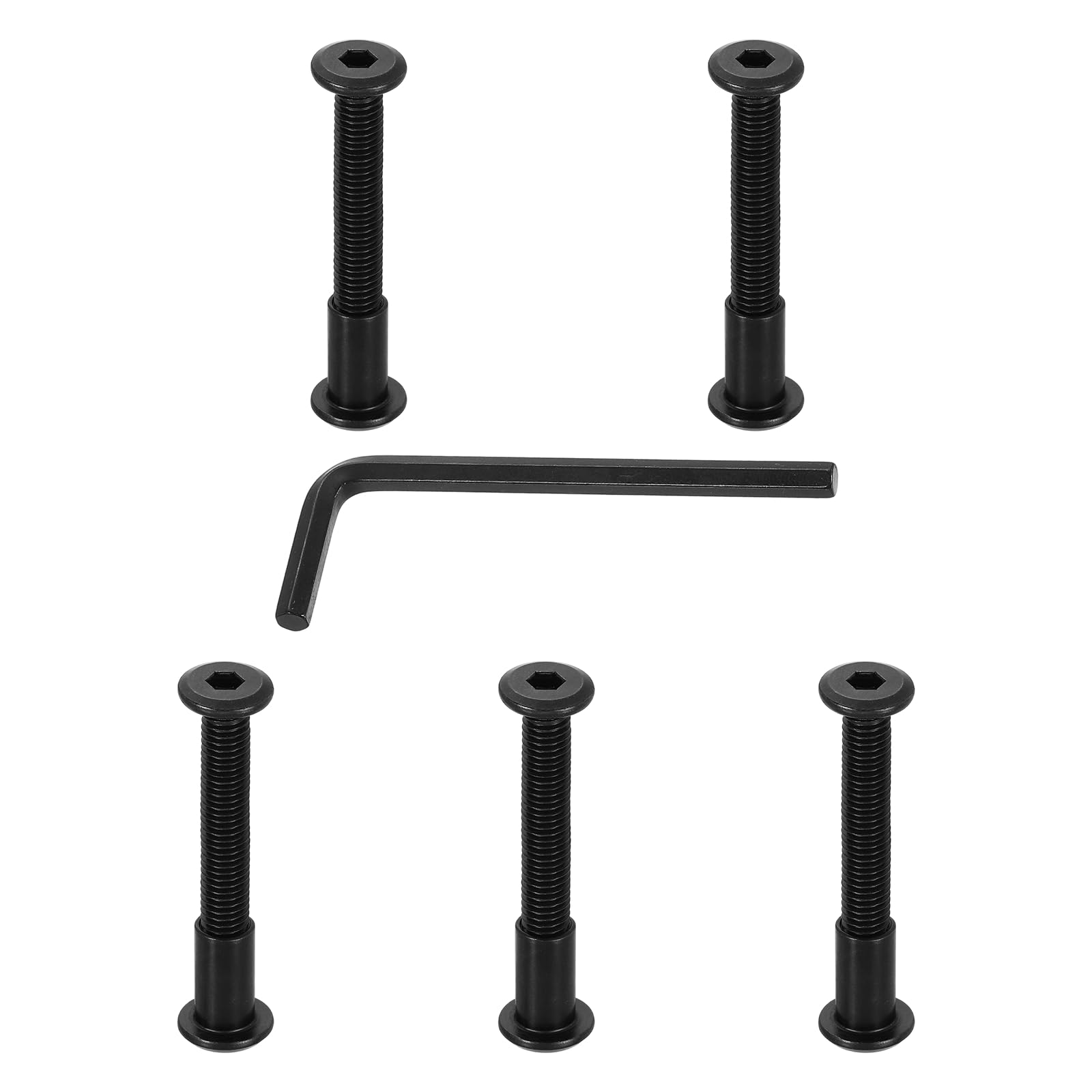PATIKIL M8x55mm Male Hex Chicago Screws, 5Pcs Carbon Steel Metric Hex Drive Socket Cap Binding Post Screw Posts for Scrapbook Leather Belt Album Furniture, Black(Female 10x18mm)