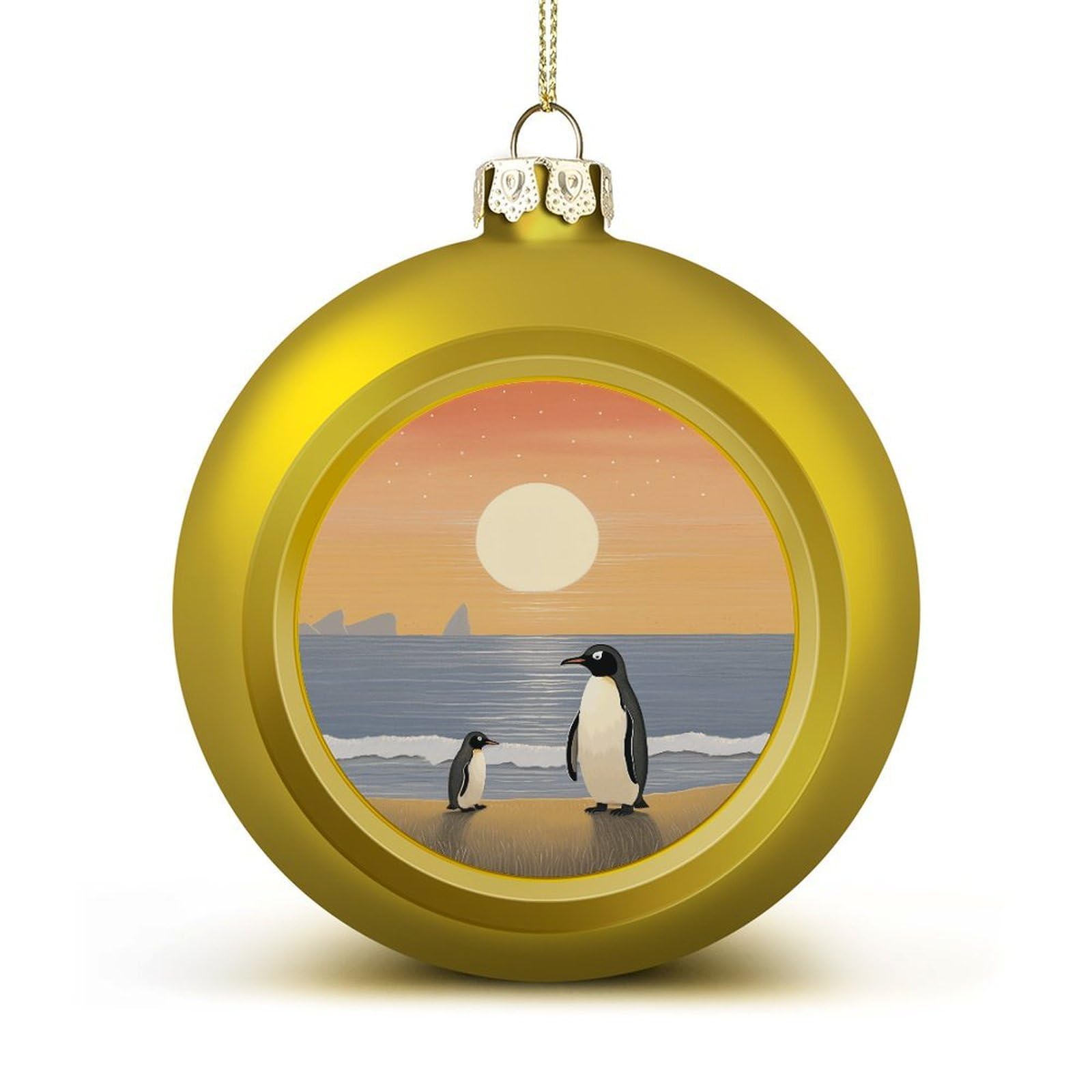 Two Penguins Pictures Christmas Balls Ornaments for Xmas Christmas Tree 1.6" Hanging Shatterproof Xmas Balls Hanging Decor Pendants for Holiday Party Outdoor Indoor DIY Craft Supplies