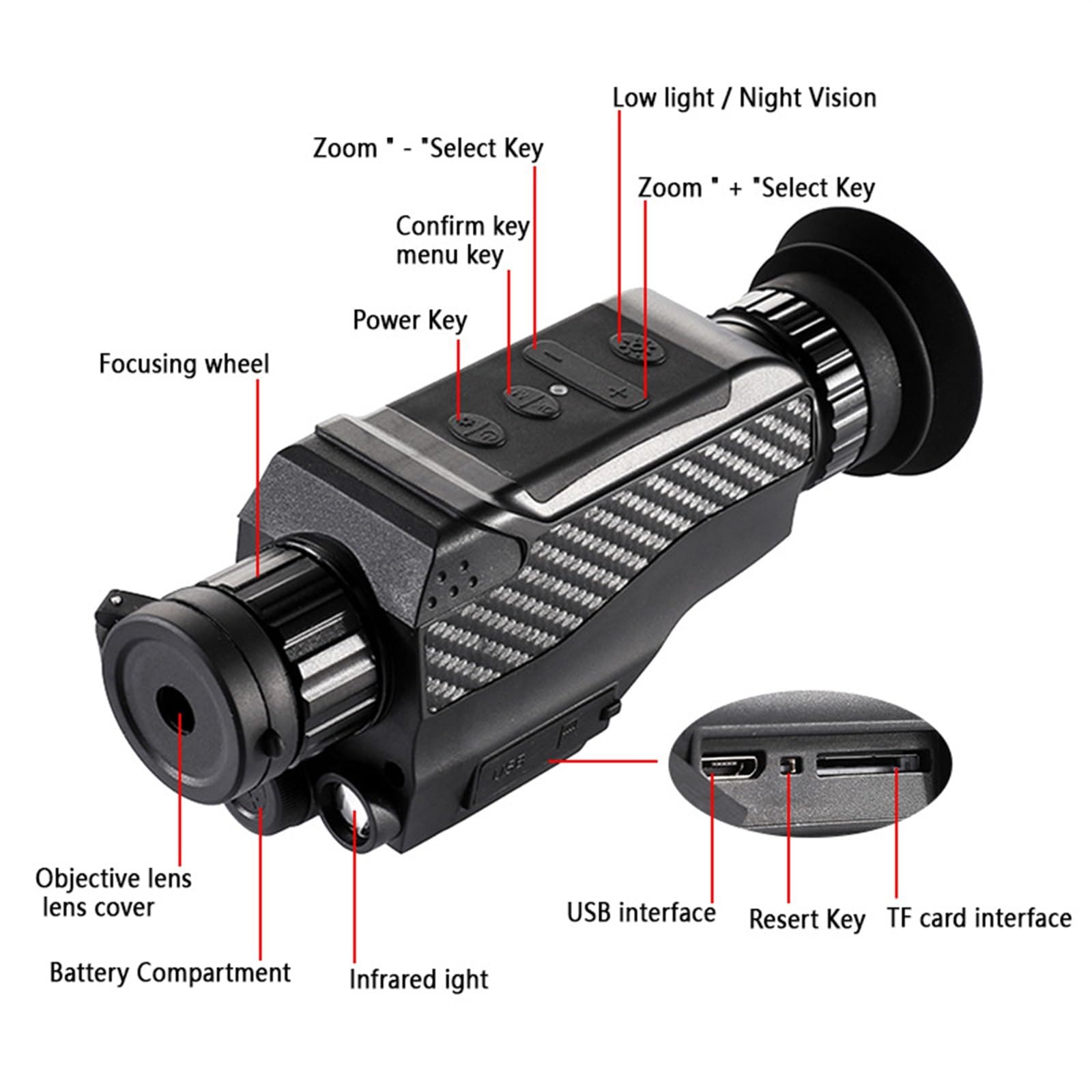DT18 nuevo 1080p visión nocturna al aire libre for Digital infrarrojo óptico 8X visión nocturna Monocular 0,5 M-1000M telescopio de alcance