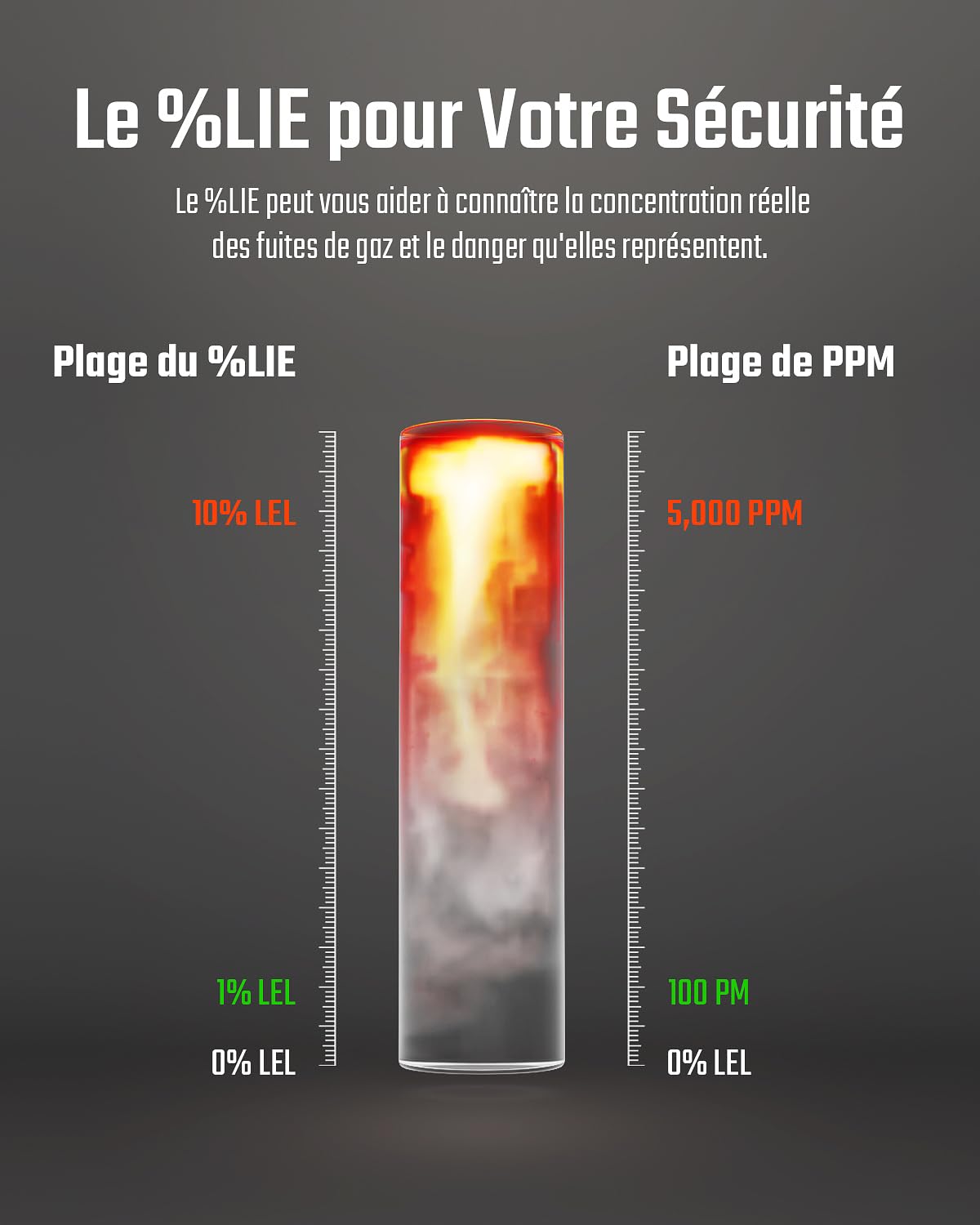 Détecteur de gaz Naturel, TopTes PT210S avec sonde de 10cm Détection pour Les fuites de gaz Naturel et du Propane - Convient pour Les cuisinières et Les Fours, Mesure en% Lie (Pile x2 Incluse)-Orange