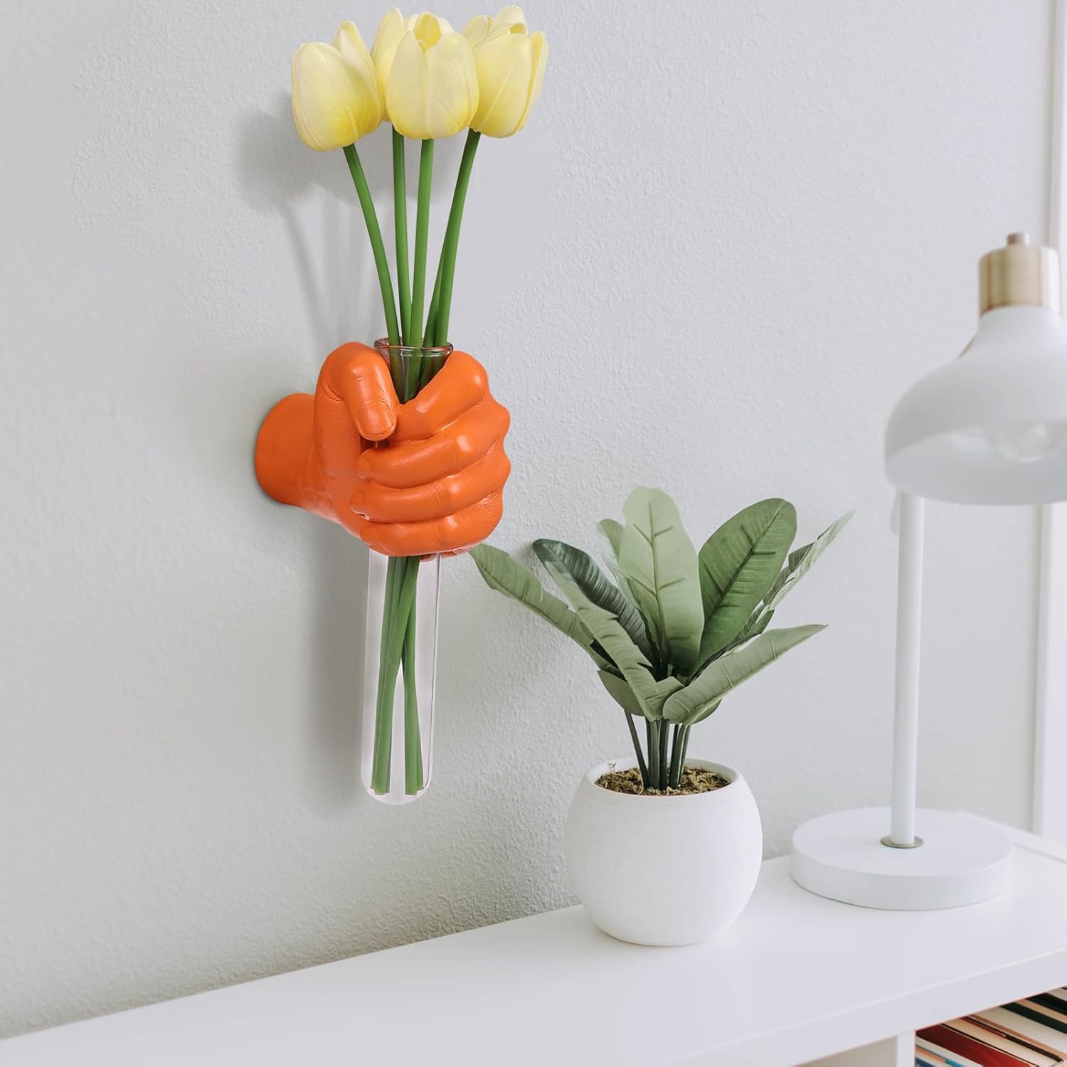 Orange Wall Sculptures, Hand Vases Home Decor, Wall Mount Art Sculpture, Unique Wall Art Statue - Image 4