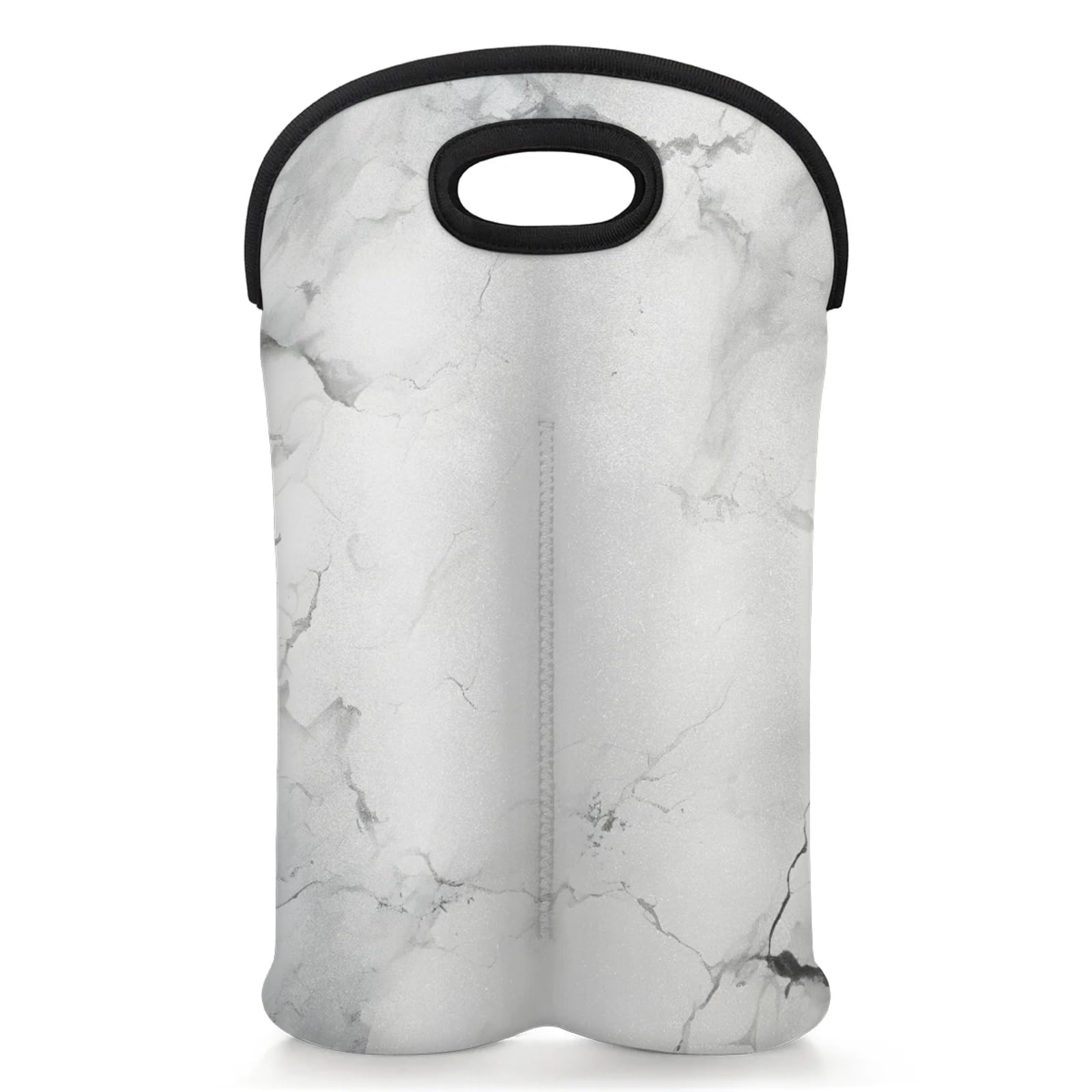 GzLeyigou 2 Bottles White Grey Marble Wine Bag Sleeve Totes Marbling Texture Neoprene Protective Wine Carrier Bag for Wine,Water, Champagne, Beer, Baby Bottles,Gift 14.5 x 10 Inches