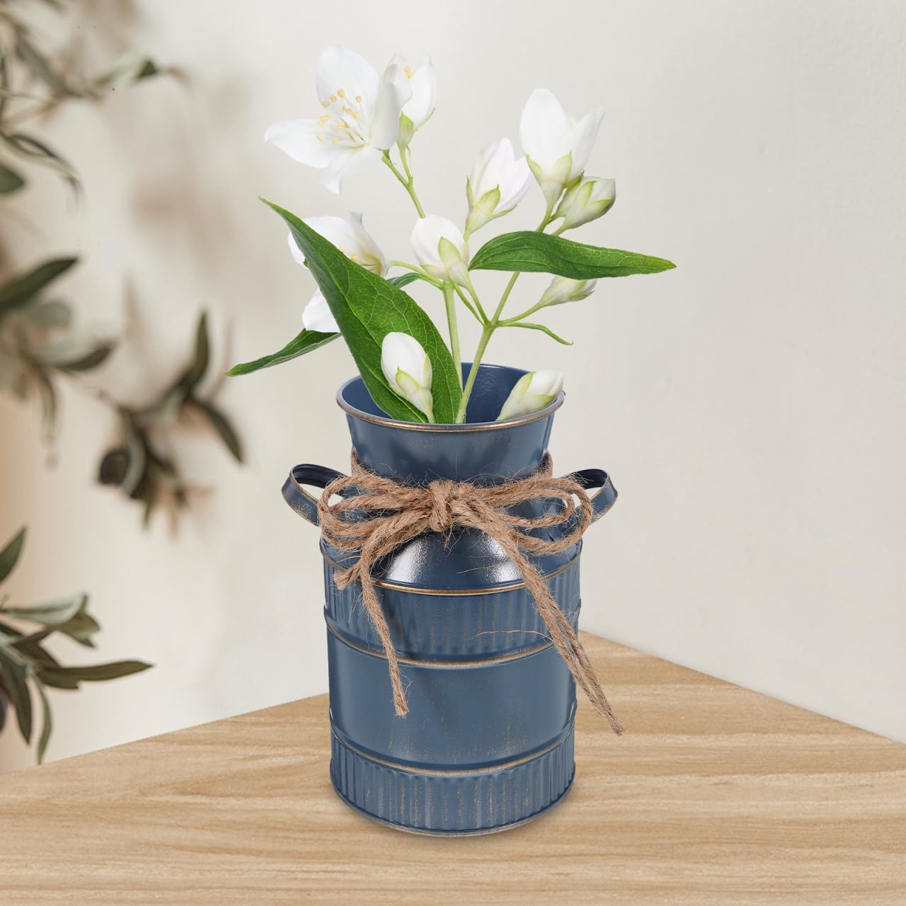 Veemoon Rustic Farmhouse Milk can Vase Vintage Metal Galvanized Flower Vase French Country Flower Bucket Antique Floral Jug for Weddings and Parties Table Centerpiece Handheld Plant Pot (5.7inch) - Image 7