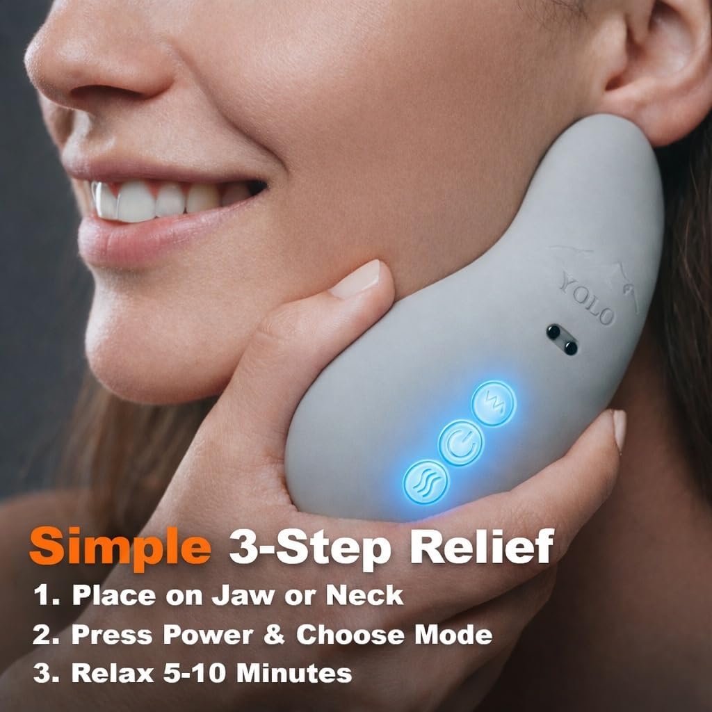 Yolo Mountain Therapeutic™ Premium TMJ Pain Relief Massager – Heated Jaw & Neck Massager with 10 Gentle Vibration Modes, Helps Relieve Jaw Pain, Tension & Headaches, Rechargeable & 100% Waterproof - Image 4