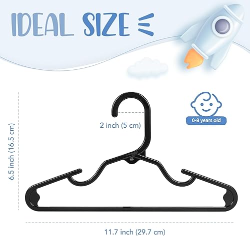 Miniatura 8 de HOUSE DAY Perchas de plástico para bebé, paquete de 60, perchas de plástico duradero para ropa de bebé, perchas delgadas y compactas para niños,